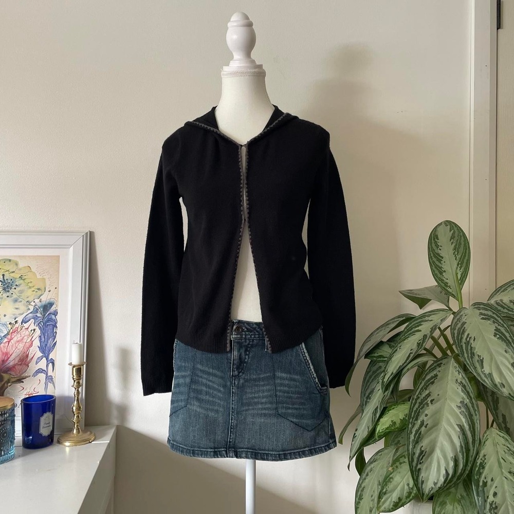 Vintage Y2K Guess Hook & Eye Cardigan Black/ Grey Womens sz S darkfairycore